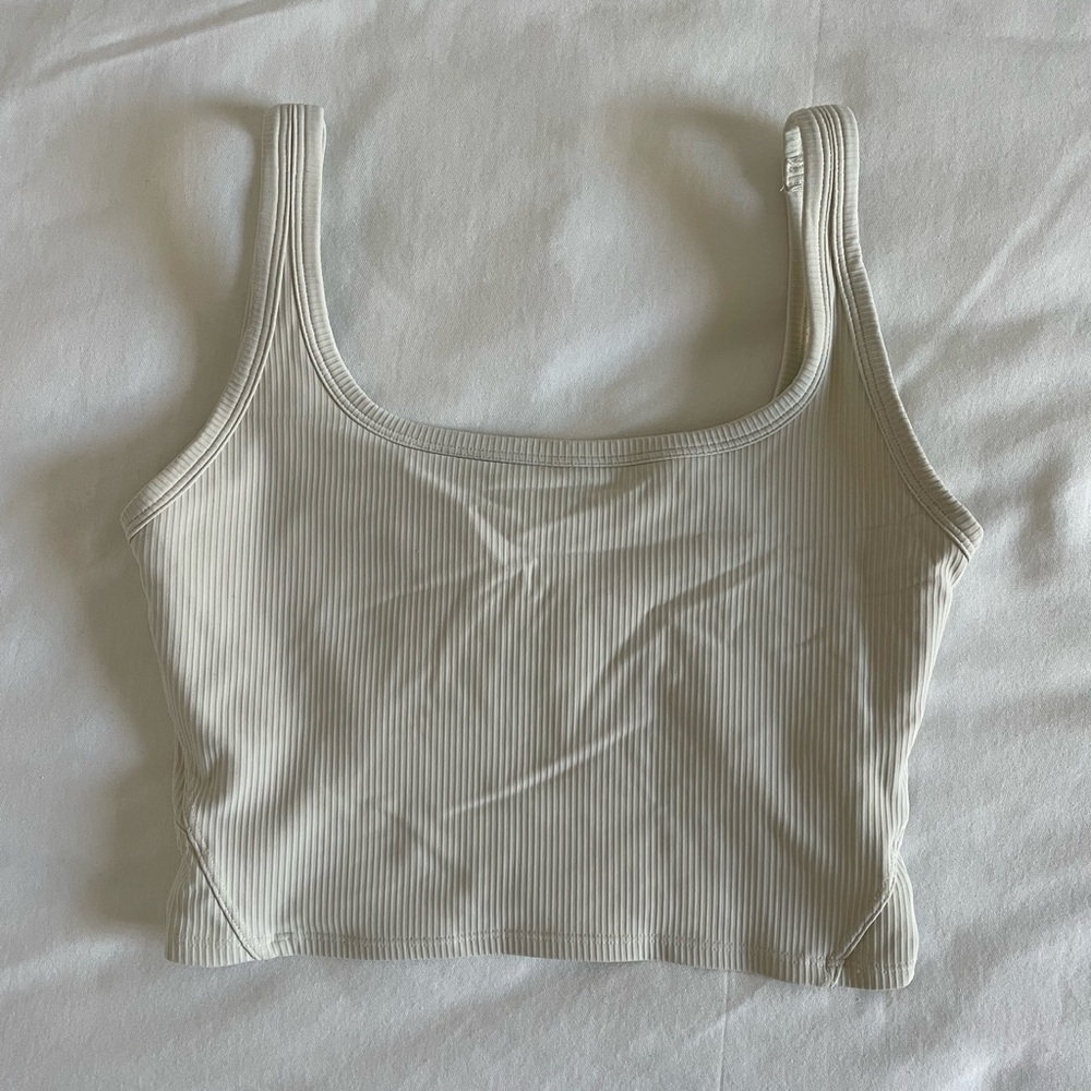 Women's Cream Ribbed Workout Tank Top